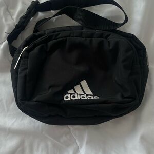 adidas Black Crossbody Waist Bag with White Logo